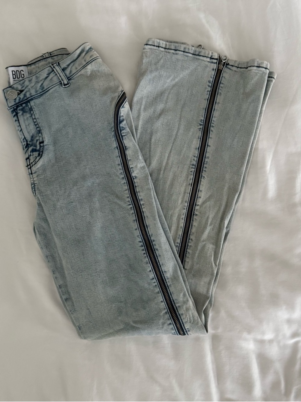 BDG Light Blue Bootcut Jeans with Side Zippers